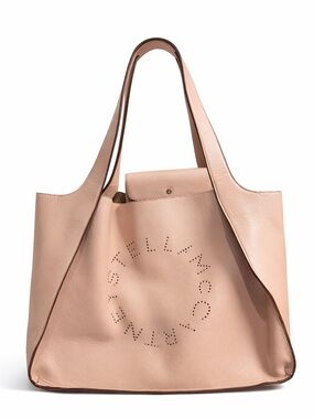 Stella McCartney Logo Tote Pink Vegan Leather Large w/Pouch Italy Read Condition